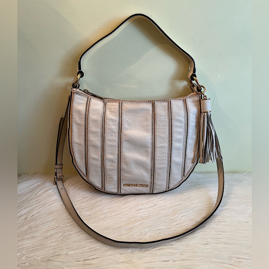 Michael Kors Brooklyn Applique Off White/ Linen Shoulder Bag